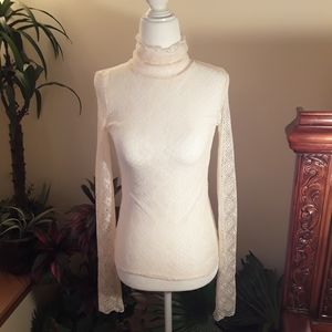 Free People Sheer Lace Turtleneck